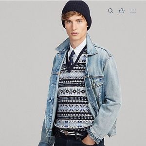 Polo Ralph Lauren Fair Isle Sweater Vest Men’s Med Cotton Cashmere NEW With Tags